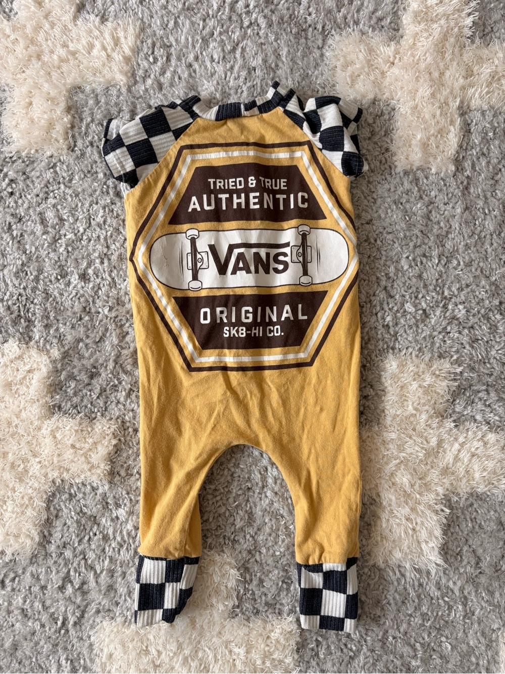 Vans Mustard Logo & Checkerboard Baby One-Piece